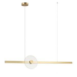 Lustra suspendata LED liniara aurie cu sticla transparenta, 20W 3000K