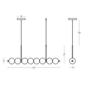 Lustra suspendata LED liniara cu sticla colorata OLIO - Img 4
