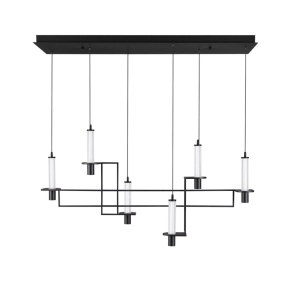 Lustra suspendata LED metal negru cu sticla, LUMIEN