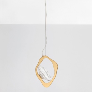 Lustra suspendata LED otel auriu si sticla DENISE - Img 5
