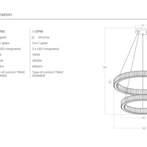 Lustra suspendata LED SPARK 60+80 DIMM CH - Img 2