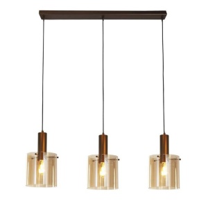 Lustra suspendata metal mocha, sticla amber Sweden 3L