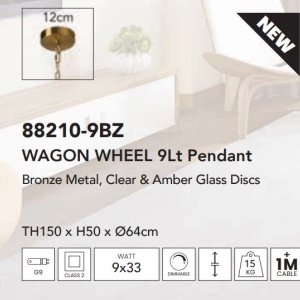 Lustra suspendata moderna design deosebit Wagon Wheel 9Lt 134241 universul-luminii.ro