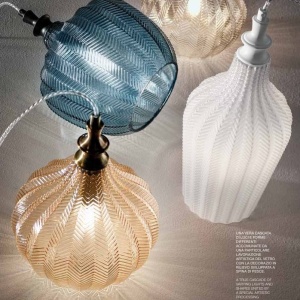 Lustra suspendata, Pendul CLEOFE ambra, alb, cobalt sau ecru 230221 universul-luminii.ro