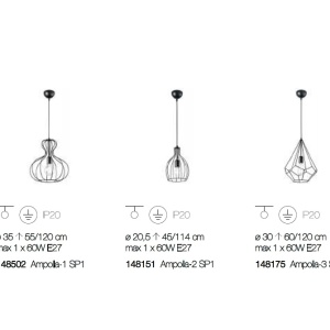 Lustra suspendata / Pendul Industrial Style AMPOLLA-2 SP1 148151 183431 universul-luminii.ro