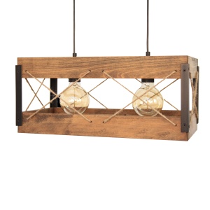 Lustra suspendata rustica fabricata manual din lemn Xara 105051 universul-luminii.ro