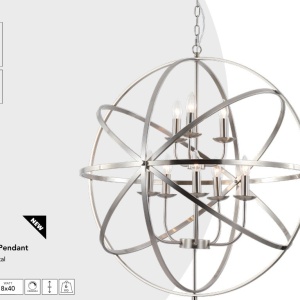 Lustra suspendata stil traditional Orbit 8Lt, argintiu satinat 158991 universul-luminii.ro