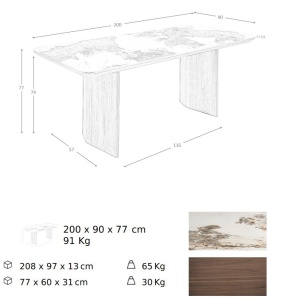 Masa deosebita design LUX Porcelain Marble 200x90cm - Img 7