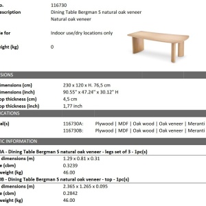 Masa design LUX Bergman L furnir stejar, 300x120cm - Img 4