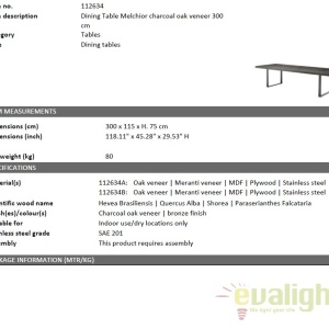 Masa design LUX Melchior bronz, 230cm 112222 HZ - Img 6
