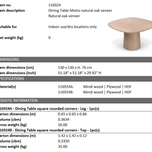 Masa design LUX Motto furnir stejar, 130x130cm - Img 7