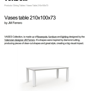 Masa dining de exterior / interior design modern premium VASES 210x100cm - Img 5