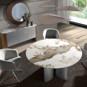 Masa dining deosebita design LUX Walnut-Marble 150cm - Img 6