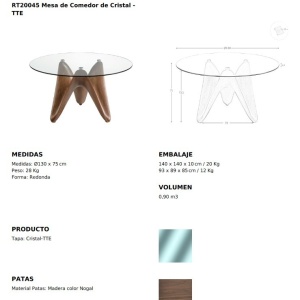 Masa dining design modern Walnut Round 130cm - Img 6