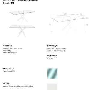 Masa dreptunghiulara design modern Veola alb, 180x95cm - Img 3