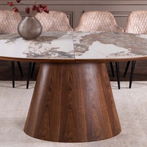 Masa extensibila, Ceramica, Furnir nuc, UNIQUE 160-200cm - Img 11