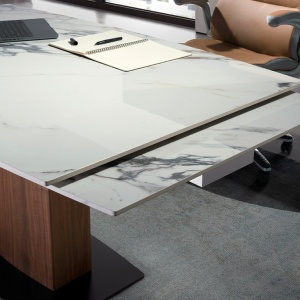 Masa extensibila deosebita design LUX Porcelain Marble 160-240cm - Img 4