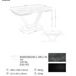 Masa extensibila deosebita design LUX Porcelain Marble 160-240cm - Img 3