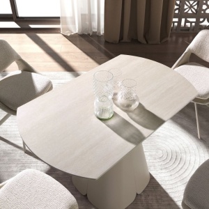 Masa extensibila design LUX Porcelain Marble 80-130x130cm - Img 3