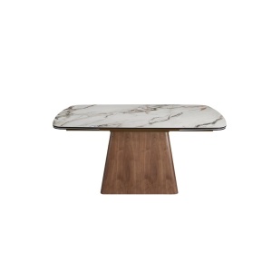 Masa extensibila design LUX Walnut-Porcelain marble, 180-260x100cm - Img 2