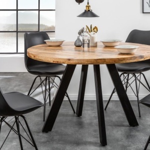Masa rotunda design industrial Iron Craft mango natur, 120cm - Img 4