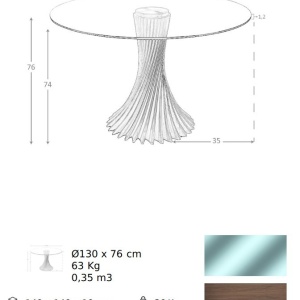 Masa rotunda design modern deosebit Glass and Walnut 130cm - Img 10