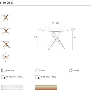 Masa rotunda design modern Veola auriu roze 140cm - Img 4