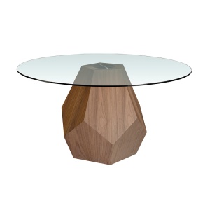 Masa rotunda eleganta design LUX Walnut Veneered 150cm - Img 2