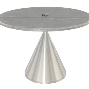 Masa Rotunda, Metal, Argintiu, Marmura Optic, ELEGANCIA 130cm, A-45899 VC - Img 4