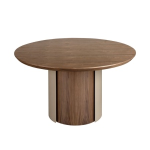 Masa rotunda moderna cu blat din furnir natural de nuc Walnut 1163 - Img 4