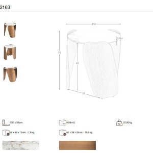 Masuta auxiliara design LUX Porcelain Marble 50cm - Img 9