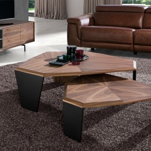 Masuta de cafea asimetrica design modern Walnut and Black - Img 5