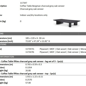 Masuta de cafea design LUX Bergman Charcoal grey - Img 5