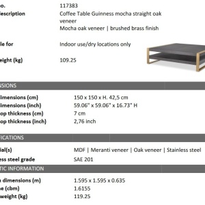 Masuta de cafea design LUX Guinness 150x150cm - Img 5
