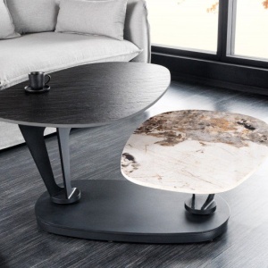 Masuta de cafea moderna cu doua blaturi rotative din ceramica Movement 160cm - Img 6