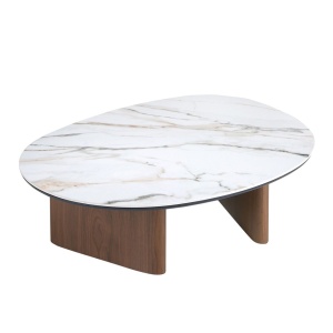 Masuta de cafea Porcelain Marble si lemn furniruit Walnut - Img 7