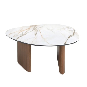Masuta de cafea Porcelain Marble si lemn furniruit Walnut - Img 2