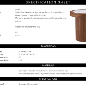 Masuta Design LUX, Marmura, Furnir Nuc, Presedio 50cm - Img 8