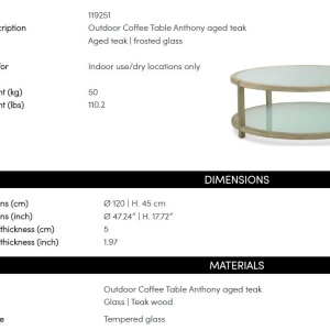Masuta design LUX pentru Exterior, Lemn, Sticla, Anthony - Img 7