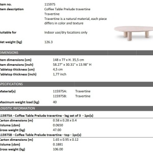 Masuta din travertine design LUX Prelude 148x77cm - Img 7