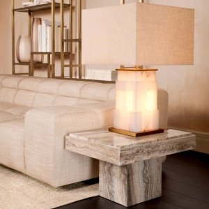 Masuta Laterala Design LUX, Travertin, Silver, Sartoria, 65x50cm - Img 2