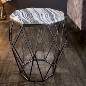 Masuta laterala design minimalist Diamond 50cm, marmura gri - Img 3