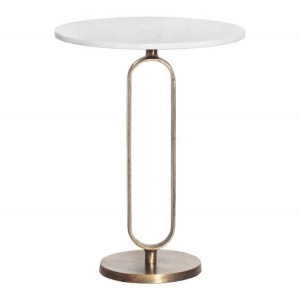 Masuta laterala din aluminiu si marmura Elegance 60cm auriu/ alb - Img 3
