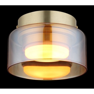 Mini Plafoniera aurie cu sticla chihlimbar HIGGINS 248331 universul-luminii.ro