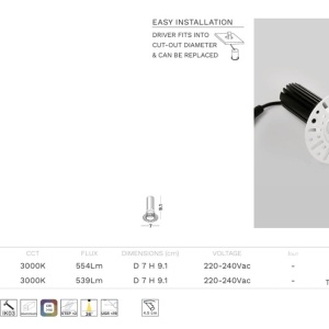 Mini Spot incastrabil LED 10W 3000K Trimless Duran negru - Img 5