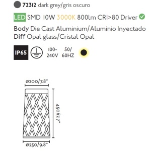 Mini stalp LED de exterior design modern ambiental IP65 SHADOW 45cm 82911 universul-luminii.ro