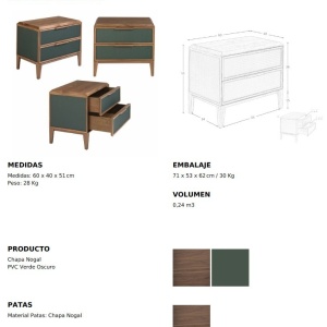 Noptiera cu 2 sertare design LUX Dark green - Img 10