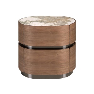 Noptiera cu sertare furnir de nuc cu blat marmura portelanata Walnut - Img 2