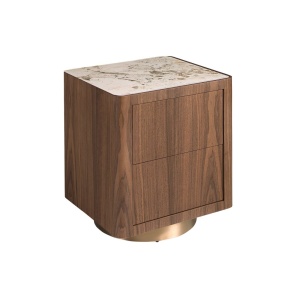 Noptiera din furnir de nuc cu blat marmura portelanata Walnut - Img 2