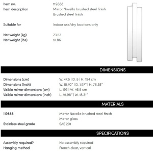 Oglinda decorativa design LUX Novella 47x194cm - Img 7